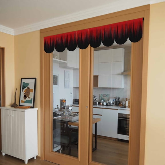 Red Black Ombre Door Banner Abstract Modern Lines Gradient Small Scalloped Hanging Banner for Door, Hanging Flag Backdrop Decoration for Wall Window Party 4pcs, 8 x 12 Inch
