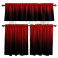thumbnail image 1 of Red Black Ombre Kitchen Curtains Valances and Tiers Set of 3 Abstract Modern Lines Gradient Tier Curtains and Valance with Rod Pocket for Small Windows, 27.5"x24", 1 of 9