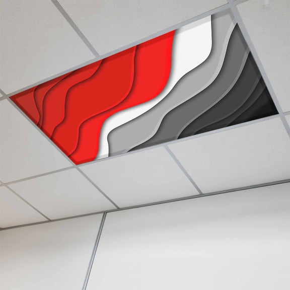 Red Black Ombre Magnetic Fluorescent Light Covers for Ceiling Lights 2x4Ft, Modern Geometric Abstract Aesthetics Cream Office Classroom Kitchen Drop Ceiling Light Covers Filters Shade Panel 1 Pack