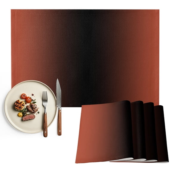 Red Black Ombre Placemats Set of 2, Modern Gradient Abstract Art Washable Wipeable Table Mats for Dining Tables, Indoor Outdoor Kitchen Place Mats for Holiday Party Table Decor