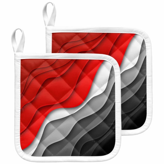 Red Black Ombre Pot Holders for Kitchen Heatproof Potholder, 2 Pack Modern Geometric Abstract Aesthetics Cream Hot Pads Multipurpose Oven Pads Cloth Potholders Trivet for Cooking and Baking