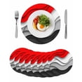 thumbnail image 1 of Red Black Ombre Round 13 Inch Placemats Set of 8, Modern Abstract Moire Art Geometric HeatResistant Non Slip Place Mats for Dining Table, Wipeable Braided Kitchen Table Mats for Housewarming, 1 of 9