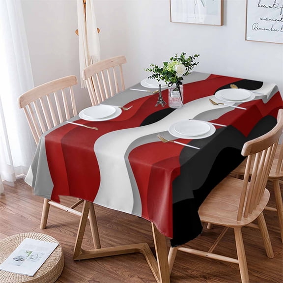 Red Black Ombre Tablecloth Rectangle Table Cloth 60x102 , Waterproof Tablecloth Outdoor Table Cloth, Modern Geometric Moire Abstract Art Washable Table Cover for Kitchen Dining Party