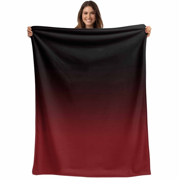 Red Black Ombre Throw Blankets, Aesthetic Abstract Watercolor Soft Fleece Blanket Decorative for Home Sofa Couch Chair Living Bedroom, 30x40 Inches,