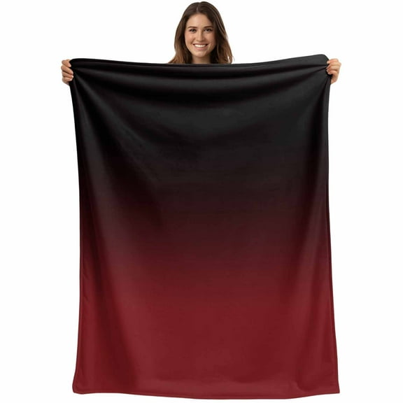 Red Black Ombre Throw Blankets, Aesthetic Abstract Watercolor Soft Fleece Blanket Decorative for Home Sofa Couch Chair Living Bedroom, 60x80 inches,