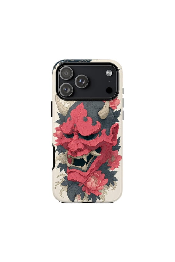 Red Black Oni Japanese Mask Cover 17 16 15 14 13 12 11 Pro Max H01515