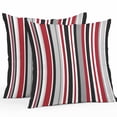 thumbnail image 1 of Red Black Outdoor Pillow Covers Set of 2 Grey Stripe Abstract Geometric Vertical Stripes Waterproof Throw Pillow Case Decorative Square Cushion Cover for Patio Couch Garden Balcony, 16"x16", 1 of 9