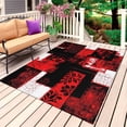 thumbnail image 1 of Red Black Outdoor Rug 3x5 Ft, Non Slip Washable Area Rug, Modern Abstract Art Botanical Patio Rugs Carpet Runner, Large Floor Mat for Indoor/Outdoor Deck Porch Camping, 1 of 8