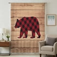 thumbnail image 1 of Red Black Plaid Bear Sheer Curtains 108" Extra Long, Farmhouse Cabin Brown Wood Grain Light Filering Curtains, Privacy Drapes Simi Floor to Veiling Curtain for Living Room Bedroom Window Treatment, 1 of 9