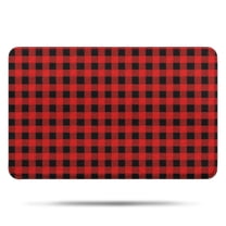 Red Black Plaid Checkered Pattern Bathroom Rugs Mat,Non Slip Microfiber Bathroom Rug,Rubber Backing,Soft Bathroom Mats for Bathroom Floor,Tub and Shower,17x27in(43x68cm)