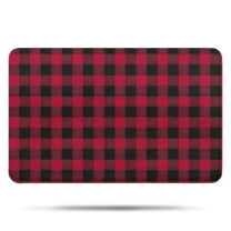Red Black Plaid Checkered Pattern Bathroom Rugs Mat,Non Slip Microfiber Bathroom Rug,Rubber Backing,Soft Bathroom Mats for Bathroom Floor,Tub and Shower,17x27in(43x68cm)