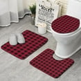 thumbnail image 1 of Red Black Plaid Checkered Pattern Bathroom Rugs Sets 3 Piece,Toilet Cover Set,Absorbent Non Slip Bathroom Mats Sets with U-Shaped Contour Rug Toilet Rug Set, 1 of 5
