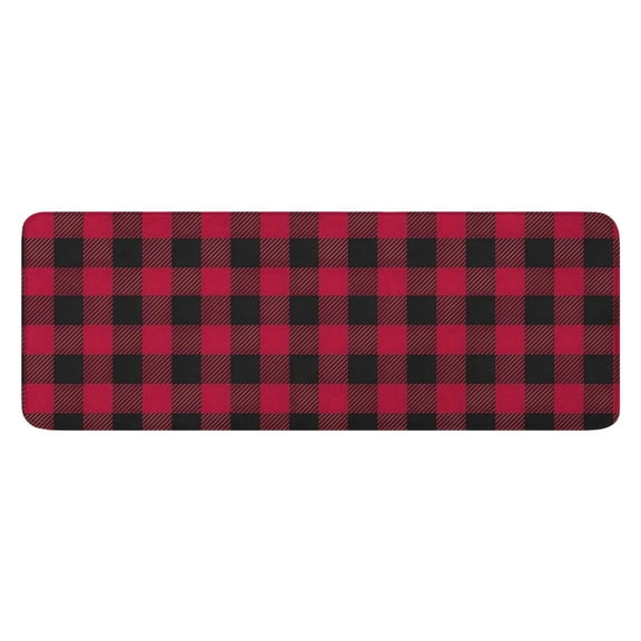 Red Black Plaid Checkered Pattern Kitchen Rug Mat,Kitchen Runner Rugs Non Skid Washable,Decorative Kitchen Floor Mats for Kitchen,Sink,Laundry,17"x47.2"