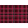 thumbnail image 1 of Red Black Plaid Checkered Pattern Summer Placemats Table Placemats Set Of 4-Linen Kitchen Washable Placemats Table Mats 11.8"x17.7" Non-Slip Heat Resistant, 1 of 6