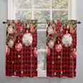thumbnail image 1 of Red Black Plaid Christmas Ball Kitchen Curtains 54 in Long, Xmas Poinsettia Snowflake Rod Pocket Window Curtains Panels for Bedroom/Bathroom/Nursery, Light Filtering Treatment Curtains Drapes 42"x54", 1 of 5