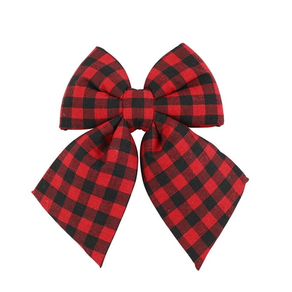 Red Black Plaid Christmas Bow, 11.81 x 9.84 Inch Wreath Bow for Christmas Tree, Mantel, Door & Outdoor Decor, Wired Holiday Ribbon for Gift Wrapping