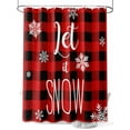 thumbnail image 1 of Red Black Plaid Christmas Small Stall Shower Curtain, Waterproof Shower Curtains for Bathroom, Xmas Snowflake Winter Washable Fabric Cloth Bath Curtain for Bathtub Decoration with Hooks 36x78 Inches, 1 of 6