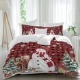 thumbnail image 1 of Red Black Plaid Christmas Snowman Comforter Set Twin Size, Xmas Tree Elk Balls Snowflake Soft Bedding Set for Man Woman, 4 Pieces Duvet Cover Set with Fitted Sheet, 2 Pillowcases, 1 of 9
