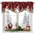 thumbnail image 1 of Red Black Plaid Christmas Snowman Tie Up Valances Curtain, Xmas Tree Elk Ball Snowflake Adjustable Rod Pocket Short Window Treatment Tie Up Curtains Valances for Kitchen Living Room Bathroom 54x18 In, 1 of 9