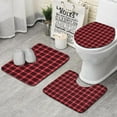 thumbnail image 1 of Red and Black Plaid Pattern Bathroom Rugs Sets 3 Piece,Toilet Cover Set,Absorbent Non Slip Bathroom Mats Sets with U-Shaped Contour Rug Toilet Rug Set, 1 of 5