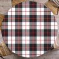 thumbnail image 1 of Red Black Plaid Round Fitted Tablecloth with Elastic Edge, Vintage Geometric Gingham Waterproof Table Cover, Indoor Outdoor Table Cloth for Kitchen Dinner, Outdoor, Picnic, 36"-44", 1 of 6