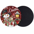 thumbnail image 1 of Red Black Plaid Snowman Christmas Coasters Set of 2, Absorbent Coasters for Drinks, Xmas Snowflake Botanical Coaster for Desk Coffee Table Protection, Home Decor House Warming Gifts 4", 1 of 8