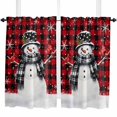 thumbnail image 1 of Red Black Plaid Snowman Christmas Kitchen Curtain 2 Panels Curtains 54 Inch Length, Xmas Snowflake Birds Curtains Rod Pocket Curtains Window Drapes Treatment Window Cafe Curtains, 1 of 5