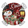 thumbnail image 1 of Red Black Plaid Snowman Christmas Round Tablecloth for 45-54 Inch Tables,Fitted Table Cover with Elastic Edge,Xmas Snowflake Botanical Waterproof Outdoor Table Cloth Protector for Patio Garden Dinner, 1 of 9
