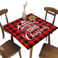 thumbnail image 1 of Red Black Plaid Square Fitted Elastic Edge Table Cloths, Christmas Deer Polyester Table Cloth, for Indoor Holiday Family Banquet and Outdoor Patio Use, Fit for 36" x 36" Square Table, 1 of 4