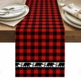 thumbnail image 1 of Red Black Plaid Table Runner - 72 Inch Long, Kitchen Dining Table Runner Dresser Scarves, Country Vintage Bear Buffalo Gingham Farmhouse Decor for Coffee Tables Wedding Party Banquet, 1 of 8