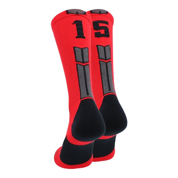 Red/Black Player Id Crew Number Socks (#15, Large)