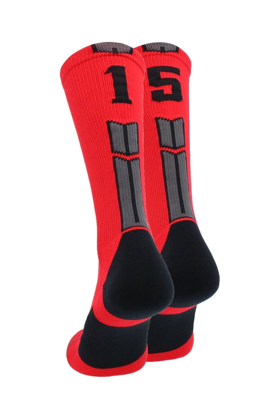 Red/Black Player Id Crew Number Socks (#15, Large)