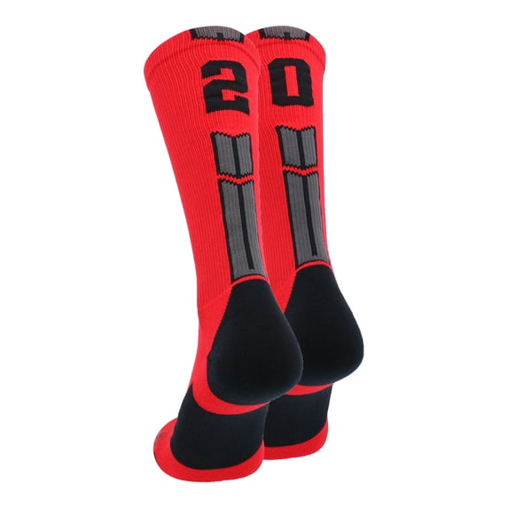 Red/Black Player Id Crew Number Socks (#20, Small)