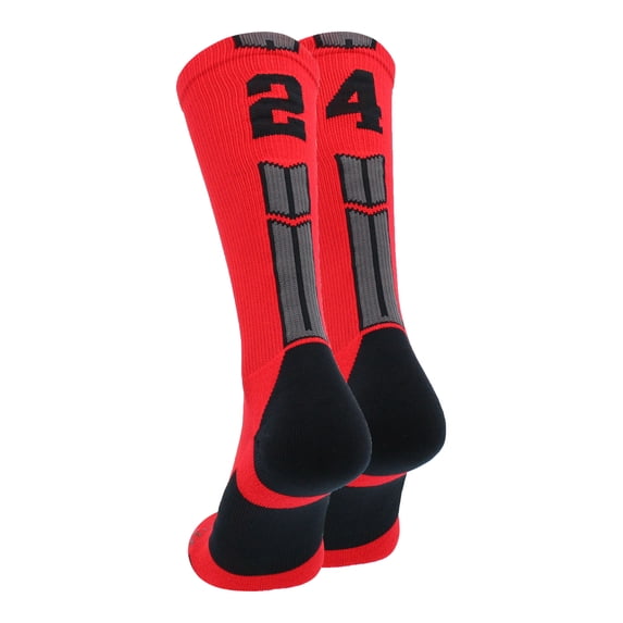 Red/Black Player Id Crew Number Socks (#24, Large)