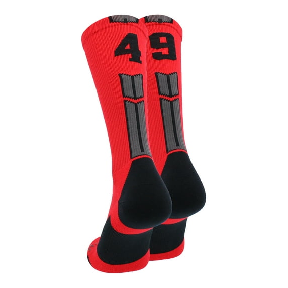 Red/Black Player Id Crew Number Socks (#49, Medium)