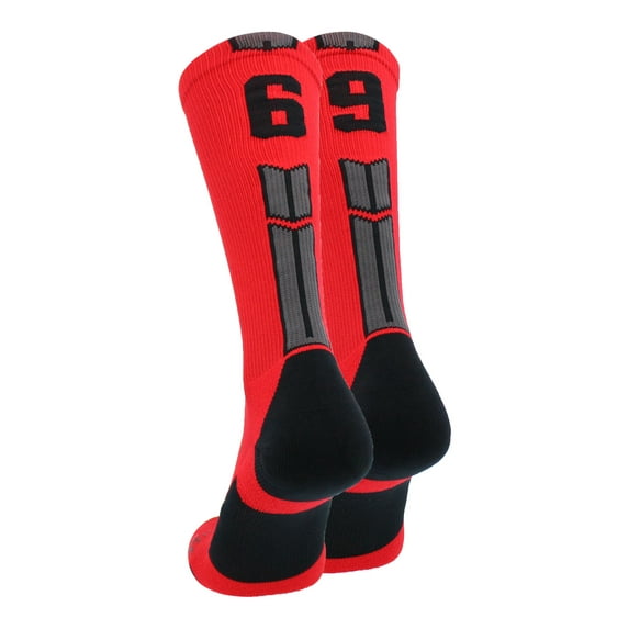 Red/Black Player Id Crew Number Socks (#69, Medium)
