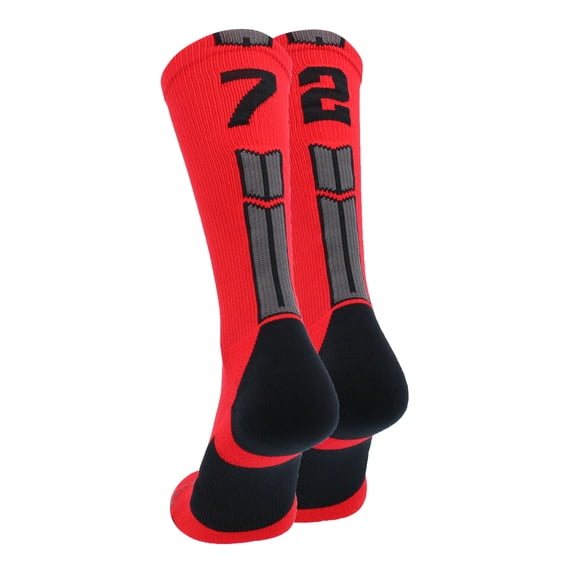 Red/Black Player Id Crew Number Socks (#72, Medium)