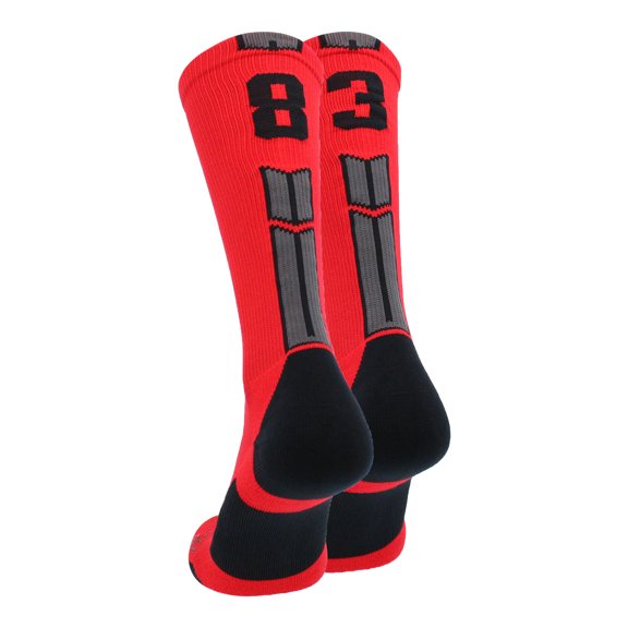 Red/Black Player Id Crew Number Socks (#83, Large)