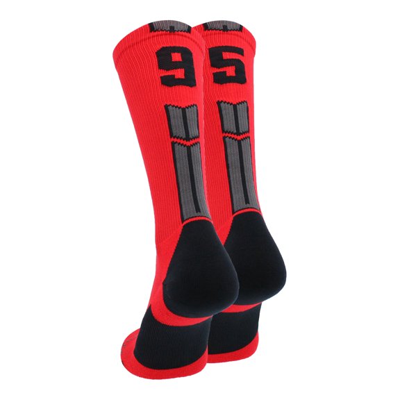 Red/Black Player Id Crew Number Socks (#95, Large)