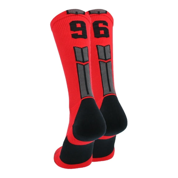 Red/Black Player Id Crew Number Socks (#96, Medium)