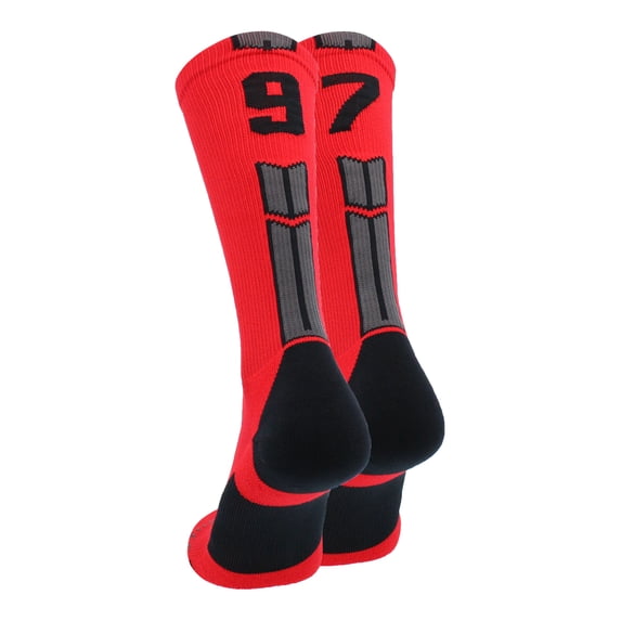 Red/Black Player Id Crew Number Socks (#97, Medium)
