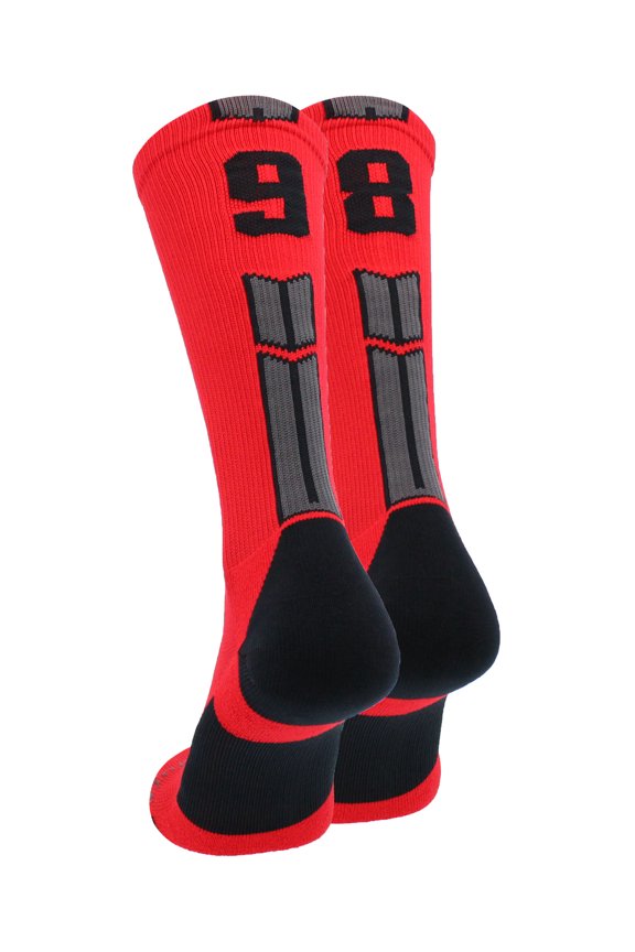 Red/Black Player Id Crew Number Socks (#98, Large)