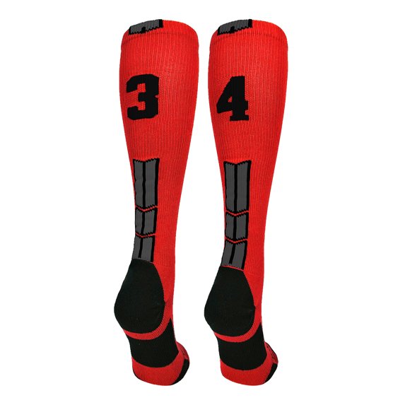 Red/Black Player Id Over the Calf Number Socks (#34, Large)