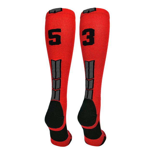 Red/Black Player Id Over the Calf Number Socks (#53, Medium)