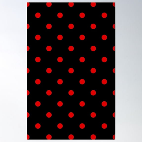 Red Black Polka Dot Pattern Poster Wall Art, Modern Wall Decor For Living Room Bedroom, 24x36 UNFRAMED