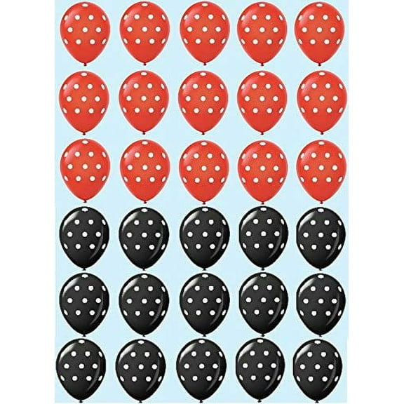 Red Black Polka Dots Balloons Pack of 36 Polka Dots Themed Birthday Party Decor Kit Decorations Supplies