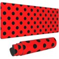 thumbnail image 1 of Red Black Polka Dots Ladybug Large Gaming Mouse Pad Long Computer Desk Mat Extended Mousepad for Keyboard Table 31.5x11.8, 1 of 1