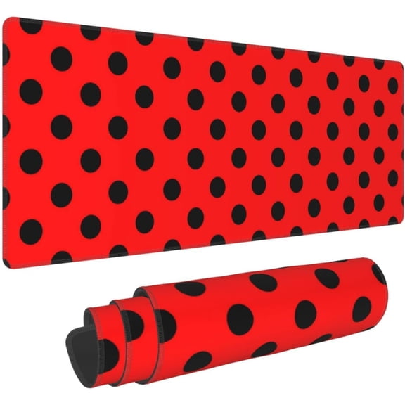 Red Black Polka Dots Ladybug Large Gaming Mouse Pad Long Computer Desk Mat Extended Mousepad for Keyboard Table 31.5x11.8