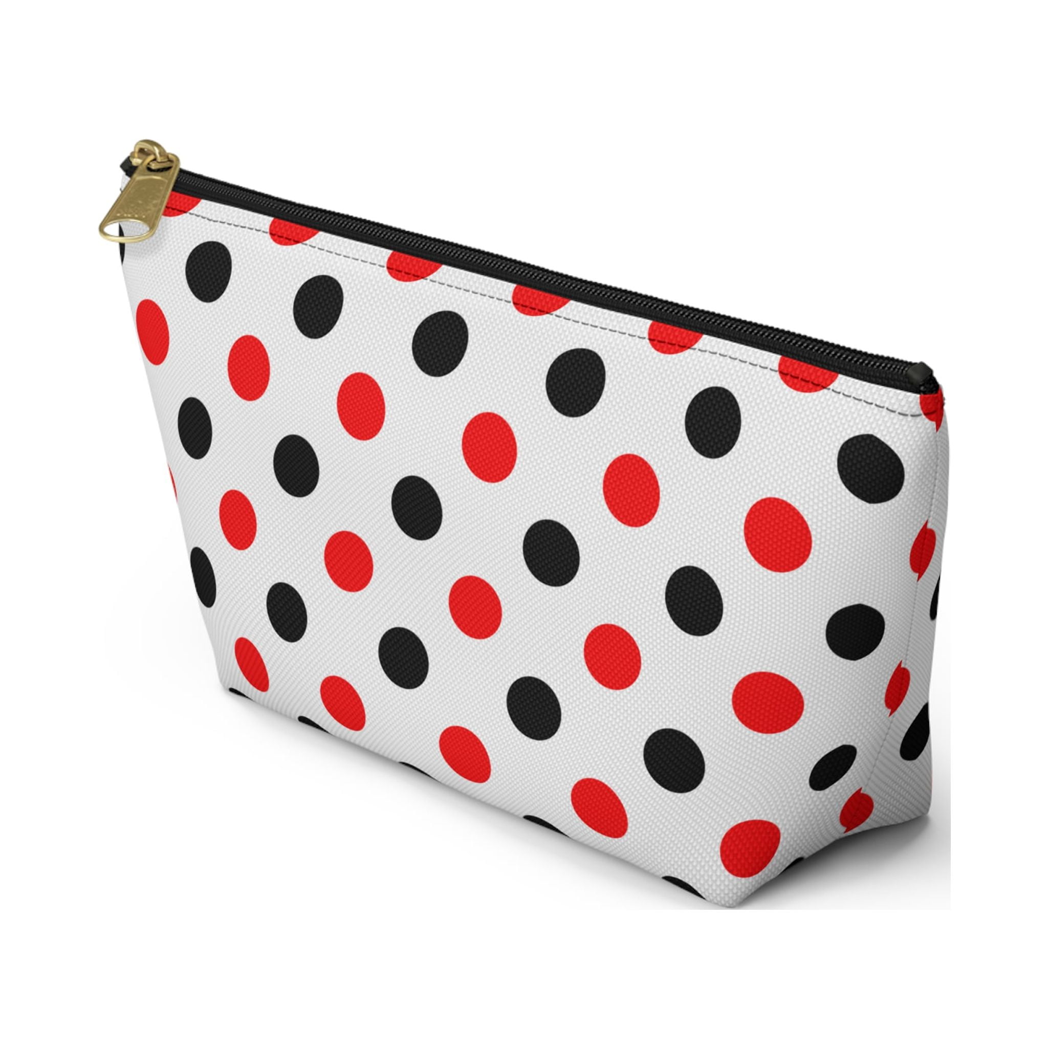 Pastel Polka Dot Print Ruffle Trim Makeup Bag