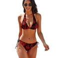 thumbnail image 1 of Red Black Red And Black Ink, Abstract Art Women's Bikini V Neck Swimsuit Set 2 Piece Over Size Bathing Suit Side Triangle Bathing Suit, 1 of 9